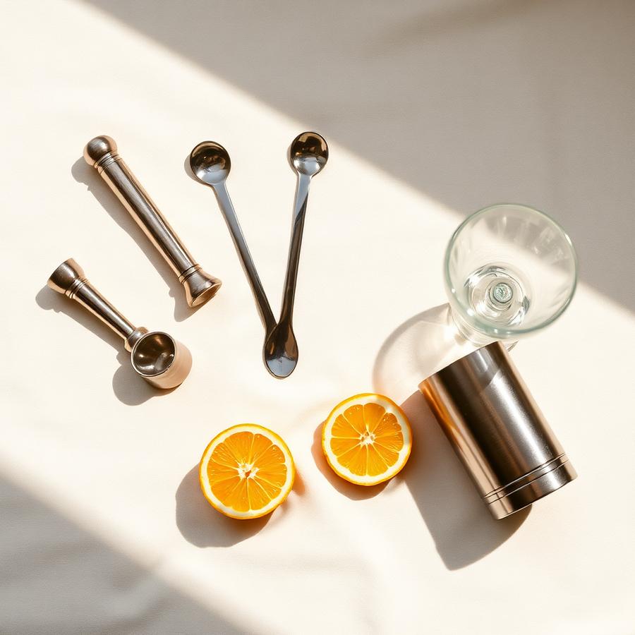Professional bar tools laid out for a class session